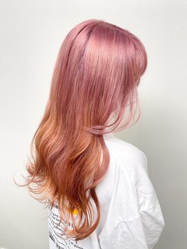 バブルス 所沢店(BUBBLES) ダスティーピンク×ブラッドオレンジグラデーション