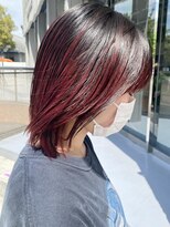 ソーコ 渋谷(SOCO) ハイライトグラデーションカラー深みボルドーカラーバター赤髪