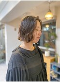 くせ毛カット/パーマ風スタイル/ウェーブボブ　渋谷