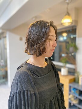 アンドチル 渋谷(AND CHILL) くせ毛カット/パーマ風スタイル/ウェーブボブ　渋谷