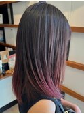 ダブルカラーピンクベージュベージュカラーケアブリーチレイヤー