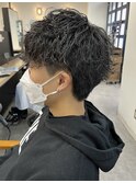 ツーブロックマッシュ波巻きパーマ マッシュパーマ