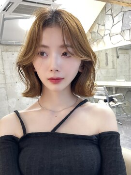 サイン 表参道(SIGN) 韓国ヘアグレージュカラーブリーチ無し髪質改善イヤリングカラー