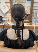 お呼ばれヘアアレンジ/編み下ろし