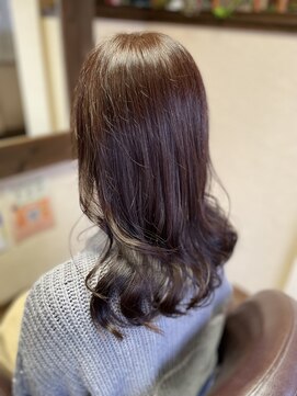 うるツヤナチュラルゆるふわウェーブセミロング透明感ブラウン