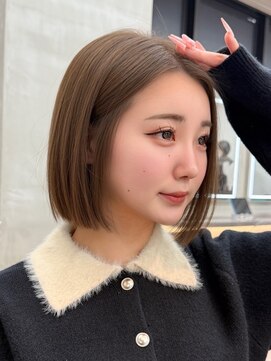 髪質改善サロン hearts. 熊本/縮毛矯正/レイヤーカット/ショートボブ【ハーツ】 グレーブラウンイメチェン/ミニボブレイヤー/ウォームベージュ