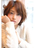 大人可愛いひし形ボブ　ニュアンスパーマ　ワンカールボブ