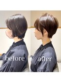 イメチェンショートヘア/前髪/マロンベージュ