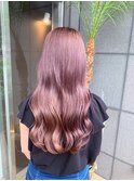 くびれヘアアプリコットオレンジ夏ハイライトカラー