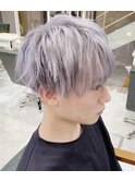 シルバーカラーマッシュウルフスリークショート　ブリーチカラー