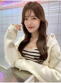 シルキーベージュ/韓国風前髪/グレージュカラー/斜めバング