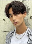 ニュアンスパーマツーブロックマッシュセンターパート前下がり