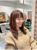 姫カットレイヤー愛されアプリコットオレンジうるツヤウルフ
