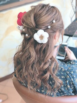 美容室髪結 卒業式ハーフアップ