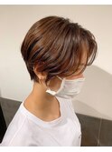 ハンサムショートのベージュカラーマッシュ