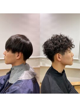 ネイビー(NAVY) お客様スタイル☆ハードパーマ 前下がりマッシュ