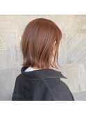 お客様スナップ　切りっぱなしボブ/オレンジベージュ
