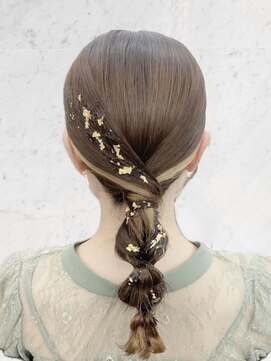 ブルー(BLUE) 編みおろし ヘアセット 結婚式お呼ばれ mt___213