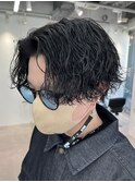 波巻きスパイラルパーマツイストパーママッシュメンズパーマ束感