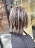 アンブレラカラー/ハイライト/グレージュ/レイヤーボブ/髪質改善