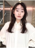 くびれヘア/顔周り/韓国/レイヤーカット/黒髪/ミディアム/横浜