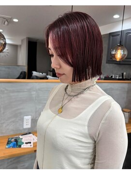 ラッキーヘア 加古川(Lucky Hair) ボルドールビー×ぱつっとボブ【シン】【ラッキーヘア加古川】