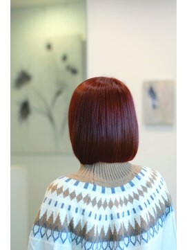 髪と生活美容室 大分本店 伸ばしかけボブにオレンジカラー