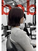 ピンクバイオレット×くくれる切りっぱなしボブ【田野剛大】梅田