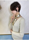 ショート×ハイライト白髪ぼかし×シルキーベージュ[心斎橋]