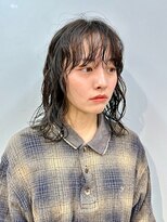 ヴェイン 渋谷(vain)&nbsp;ミディアムボブパーマ前髪パーマレイヤーカットダークグレー渋谷