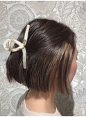 ▼40代ショートボブ インナーメッシュ 植物美容アロマヘッドスパ