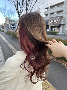 ファースト 長町店(first) ナチュラルベージュ×チェリーピンクインナーカラー