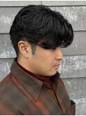 メンズマッシュセンターパートスパイラルパーマニュアンスパーマ
