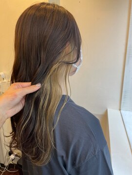 エンレイ(enRei) 大人かわいいゆるふわウェーブインナーカラーアッシュレモン小顔