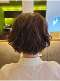 ふわふわパーマ風ショート/結婚式セット/コテ巻き