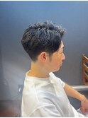ビジネスツーブロックショート 七三アップバング