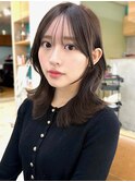 20代30代40代◎前髪パーマ韓国風巻きくすみベージュお団子ヘア