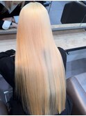 12945髪質改善金髪ホワイトブロンドマロンベージュストレート