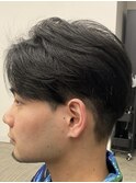 フェザーパーマ/グレーブルーカラー/刈り上げショートパンク