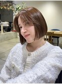 【sayaca】ブリーチなしカラー透明感カラーオリーブベージュボブ