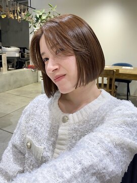 ダンボ(DUMBO) 【sayaca】ブリーチなしカラー透明感カラーオリーブベージュボブ