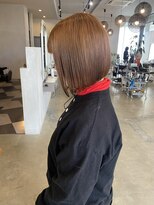 シェル 津山の手店(shel)&nbsp;◎大人上品ボブ明るめカラー×透明感オレンジブラウン◎20代30代