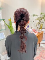 ヘアー アイス カンナ(HAIR ICI Canna) 結婚式ヘア/編みおろし/ポニーテール/ベロアリボン【ノグチ】