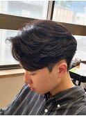 ニュアンスパーマ×センターパート×フェザーパーマ×名駅
