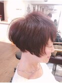 ピンクアッシュショートボブ