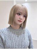 韓国風タッセルボブ×ブロンドベージュ