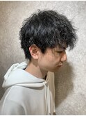 ベリーショート/ダークアッシュ/ニュアンスパーマ/韓国マッシュ