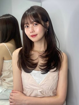 ノク 渋谷(nok) ワンカールレイヤー顔まわりカット_オリーブベージュ