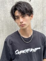 アーリー(Ali'i)&nbsp;ニュアンスパーマブルーブラック韓国マッシュアップバングメンズ