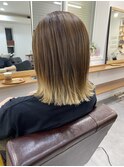 くびレイヤーグレーベージュニュアンスカラー白髪染め白髪ぼかし